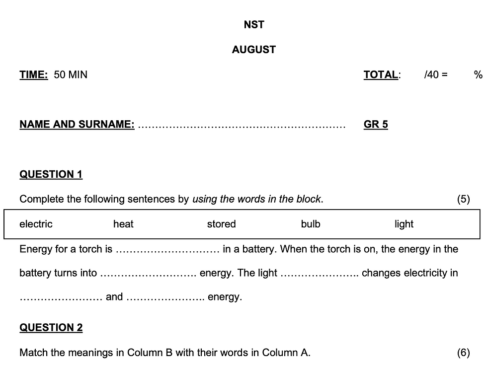 Thumbnail: Graad 5 Kwartaal 3 NWT Assesserings & Memos