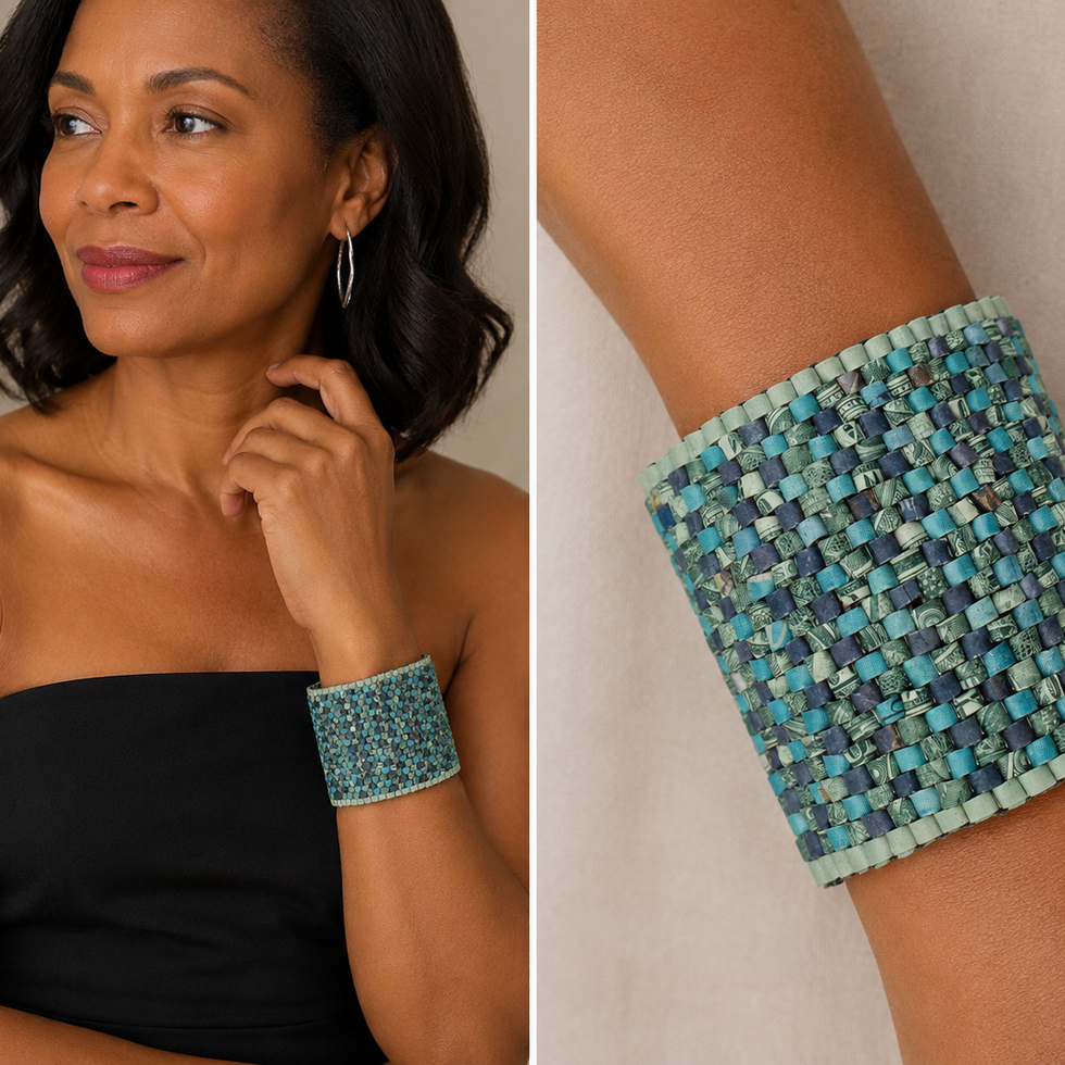 Luxury Recycled Newspaper & Dollar Bill Cuff Bracelet
