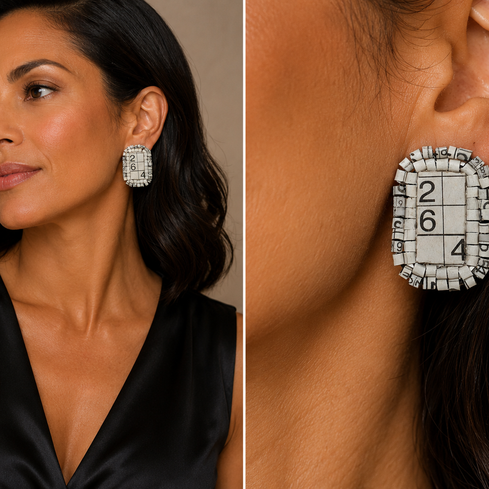 Recycled Newspaper Sudoku Puzzle Earrings