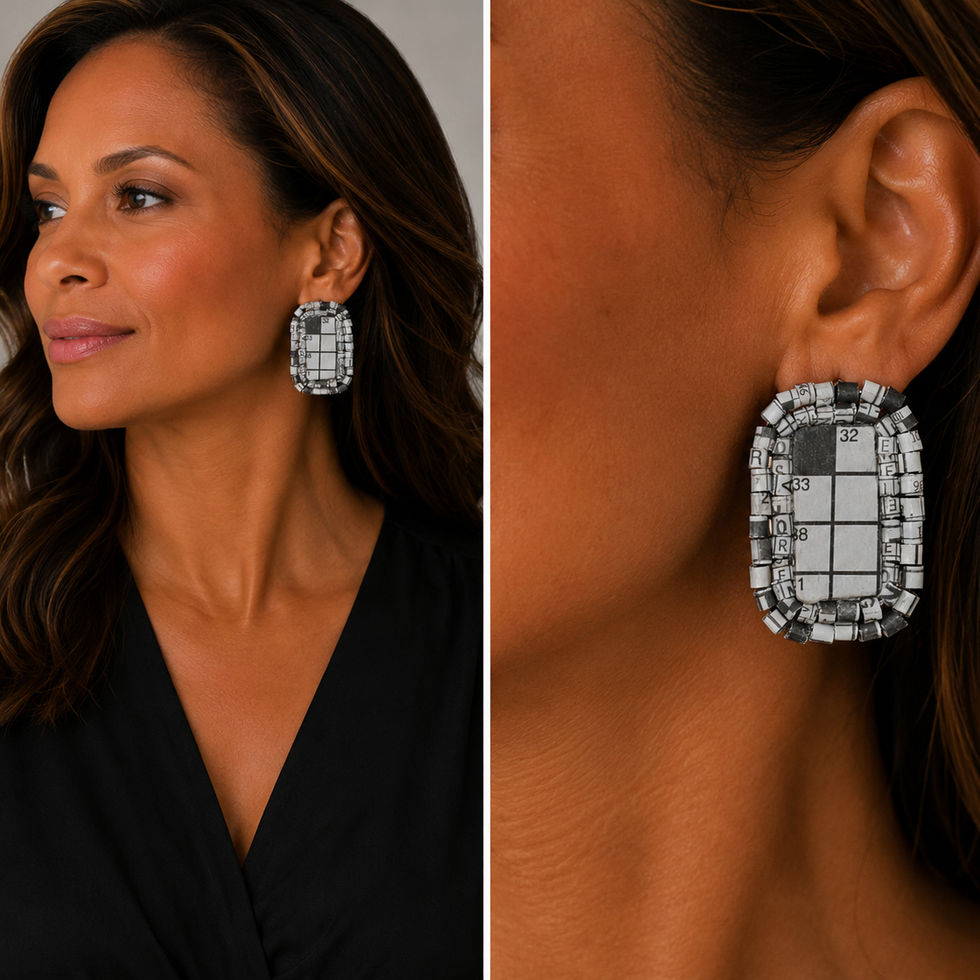 Recycled Newspaper Crossword Post Earrings