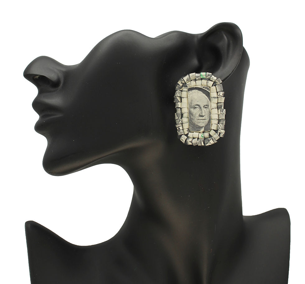 Dollar Bill Earrings Newspaperjewelry.com