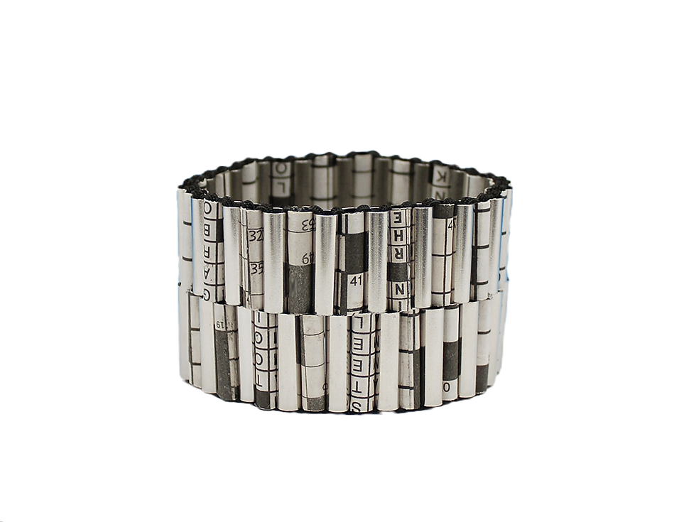 Recycled Newspaper Crossword Puzzle Bracelet by Holly Anne Mitchell