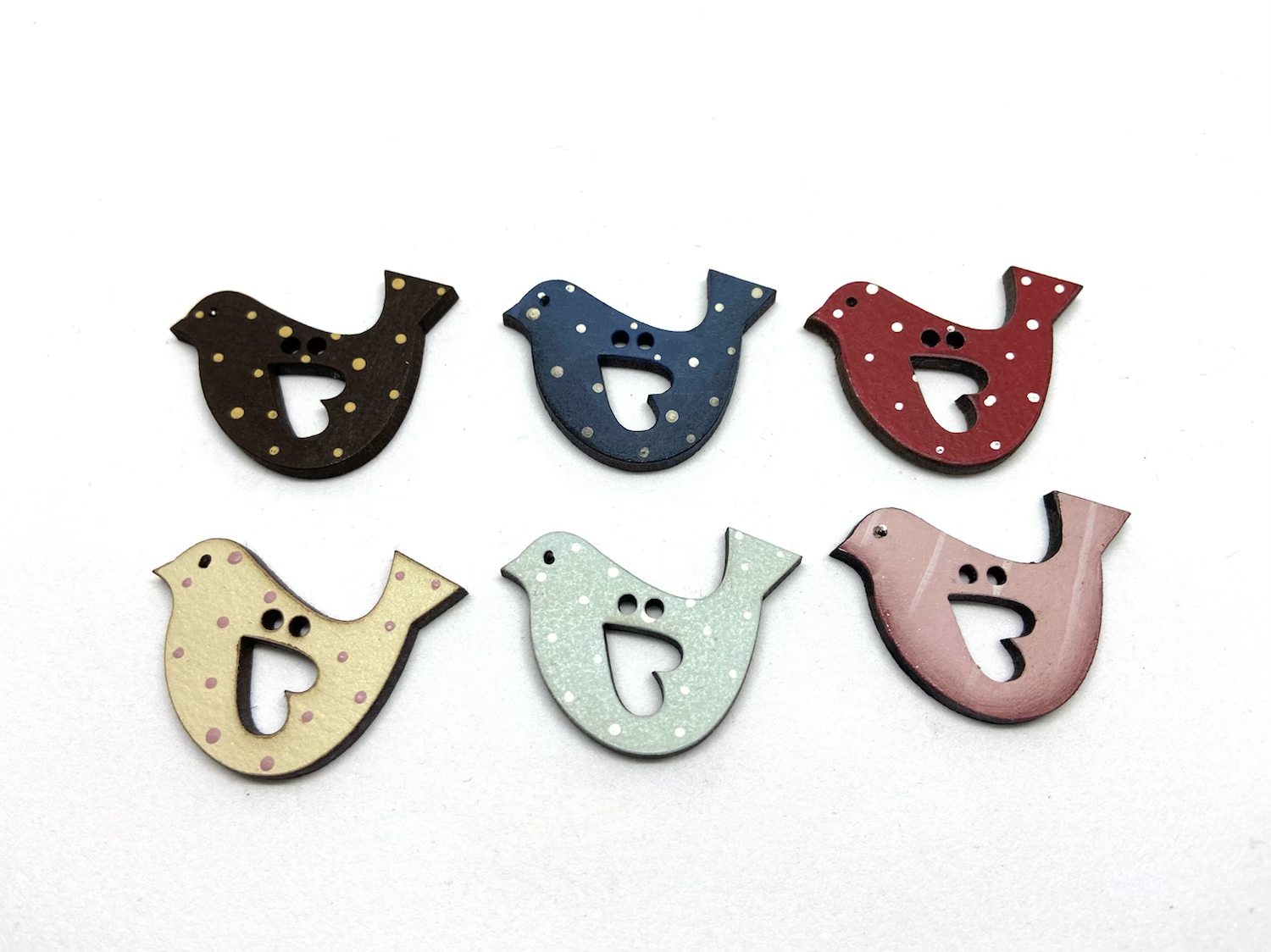 Boton Madera Pajaritos Grandes