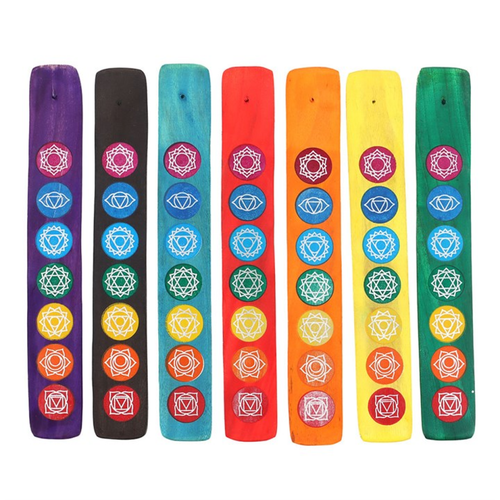 Set of seven wooden chakra insense holder