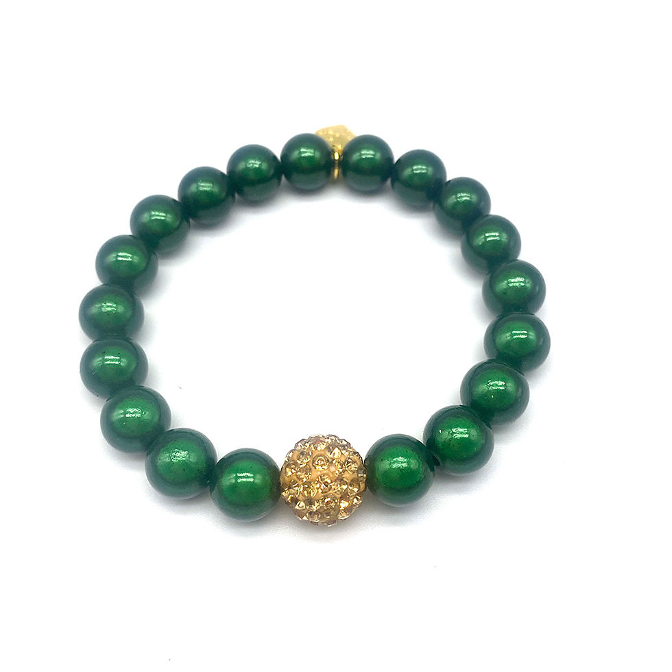 Classic Winter Green Bracelet With Gold Crystal Pave