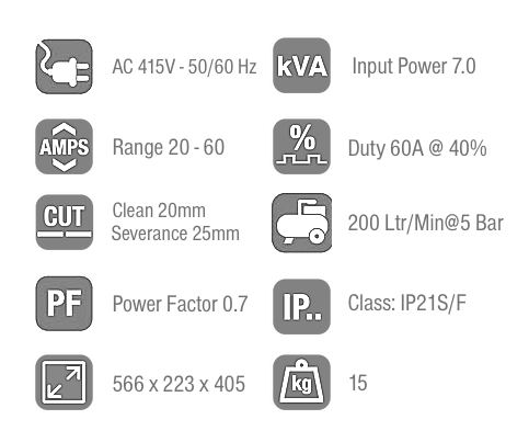 Jasic Plasma Cut 60 Technical Data