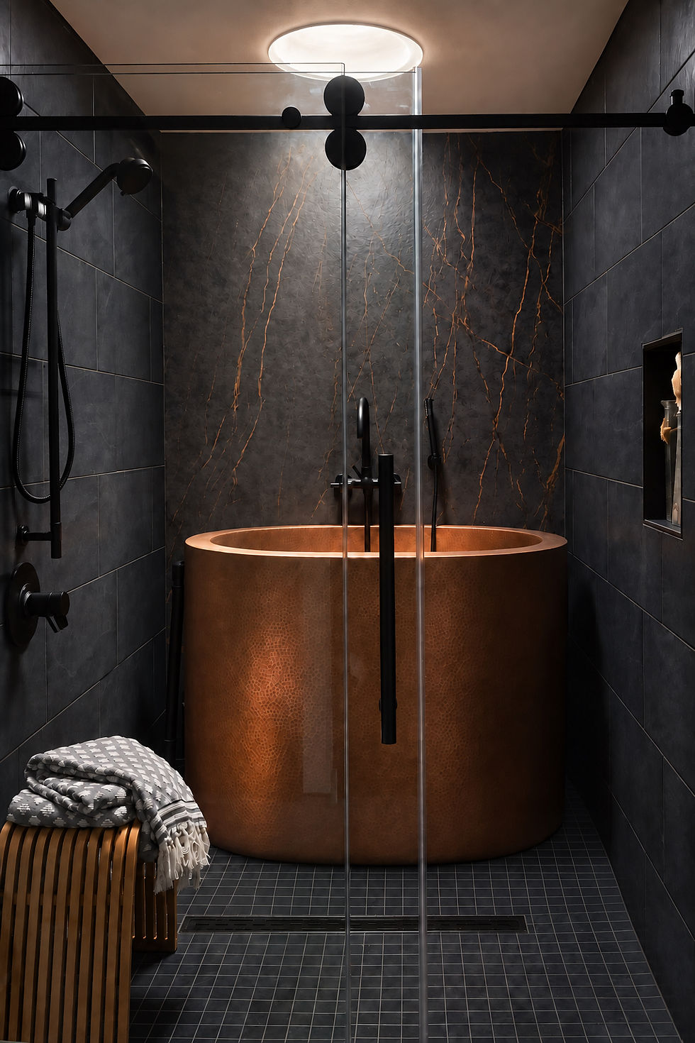 Muirlands La Jolla Beach House - Copper Immersion Japandi Style Bathroom