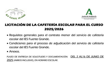 Licitación cafetería escolar.