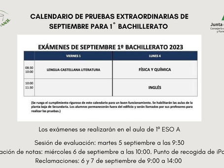 Información prueba extraordinaria de septiembre.