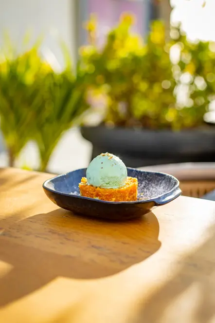 Indian Carrot Cake with Pista ice cream at Zeera