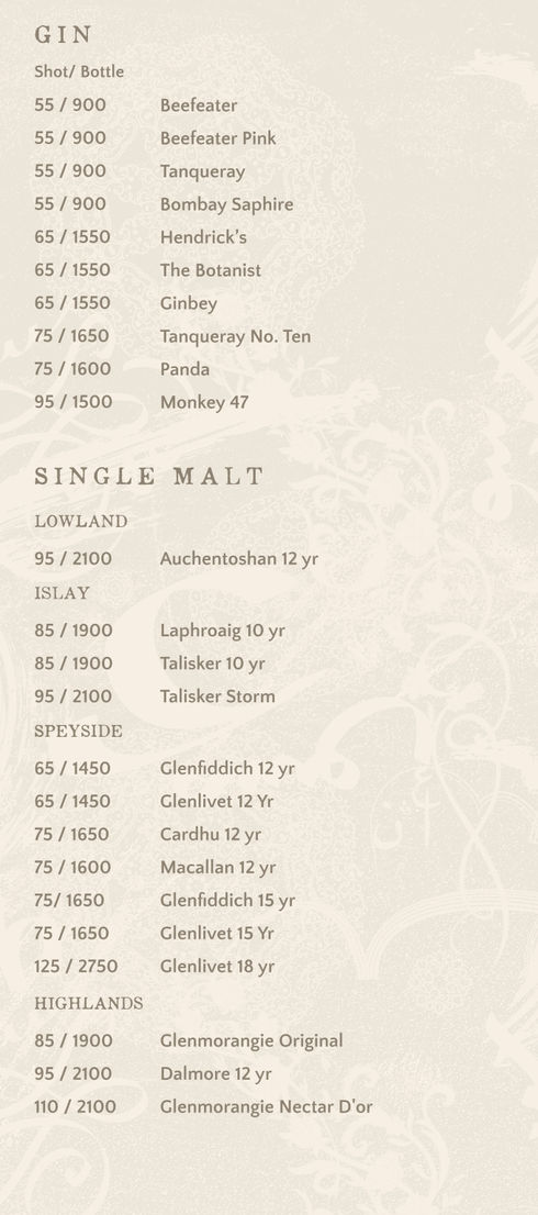 Bushra Beverage Menu: Gin