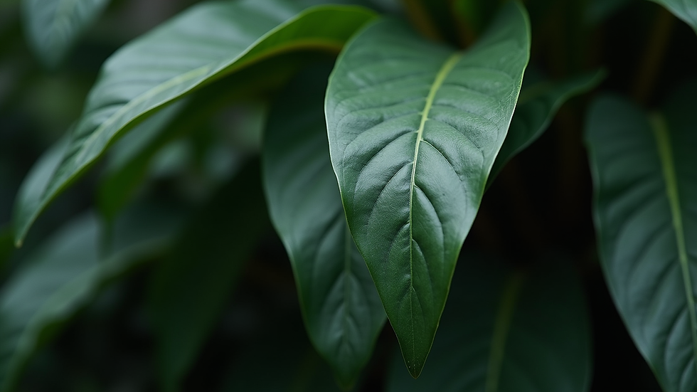 Eye-level view of Zamioculcas Zamiifolia ‘Raven’ with dark glossy leaves