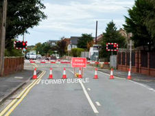 Ravenmeols Level Crossing Closed and 3 Way Lights on Formby Bridge
