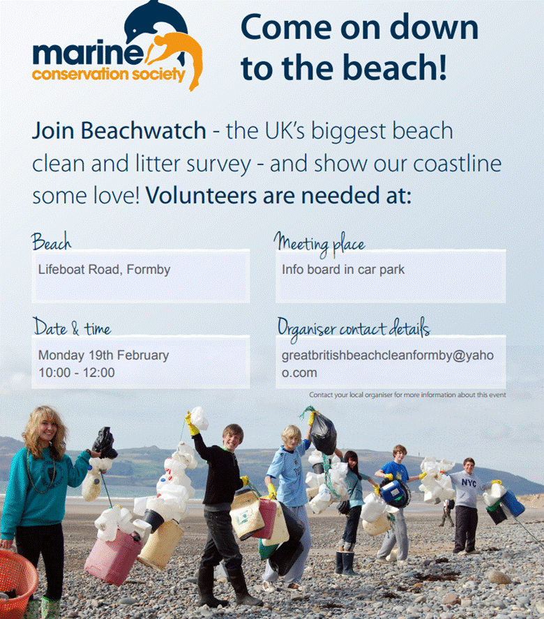 Help clean up Lifeboat Road Beach, Formby and be part of global movement turning the tide on marine