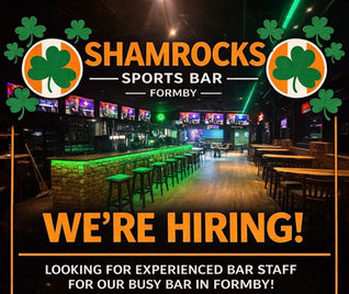 Shamrocks Sports Bar in Formby Now Hiring Experienced Bar Staff