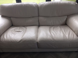 Cream leather two-seater and three-seater sofa/settee set for sale