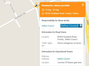Four way traffic lights in Formby