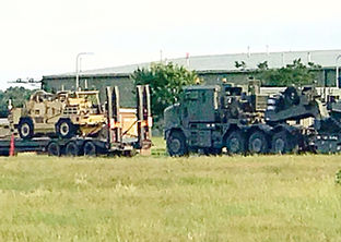 Army vehicles lined up at Woodvale for todays Armed Forces Day