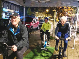 Formby Rotary sponsored Static Bike Ride for Prostate Cancer in the village has started at 6am