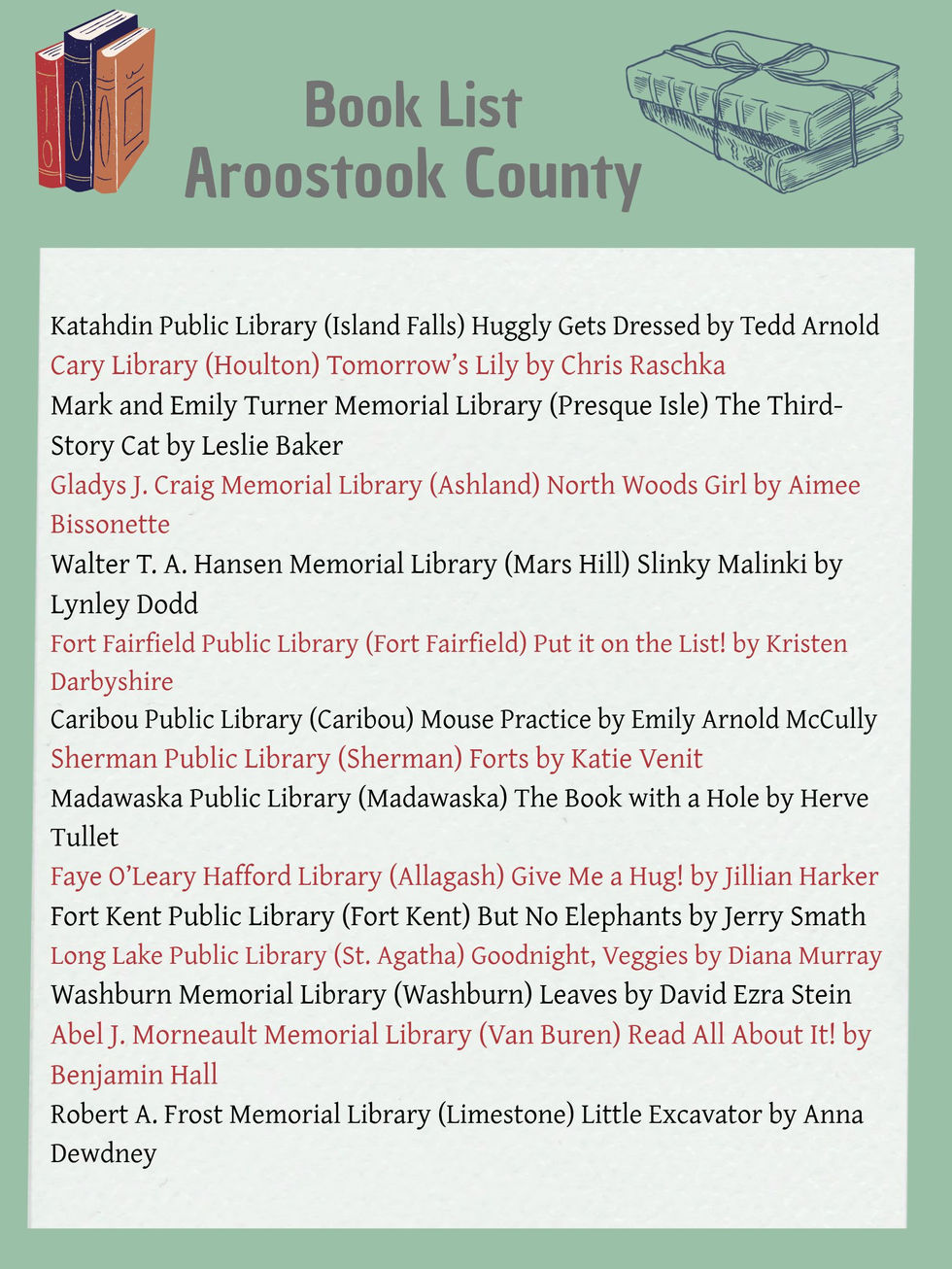 Aroostook Book List