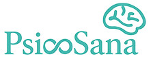 Logo de PsicoSana con símbolo de infinito y cerebro con color verde turquesa.