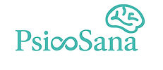 Logo de PsicoSana con símbolo de infinito y cerebro con color verde turquesa.