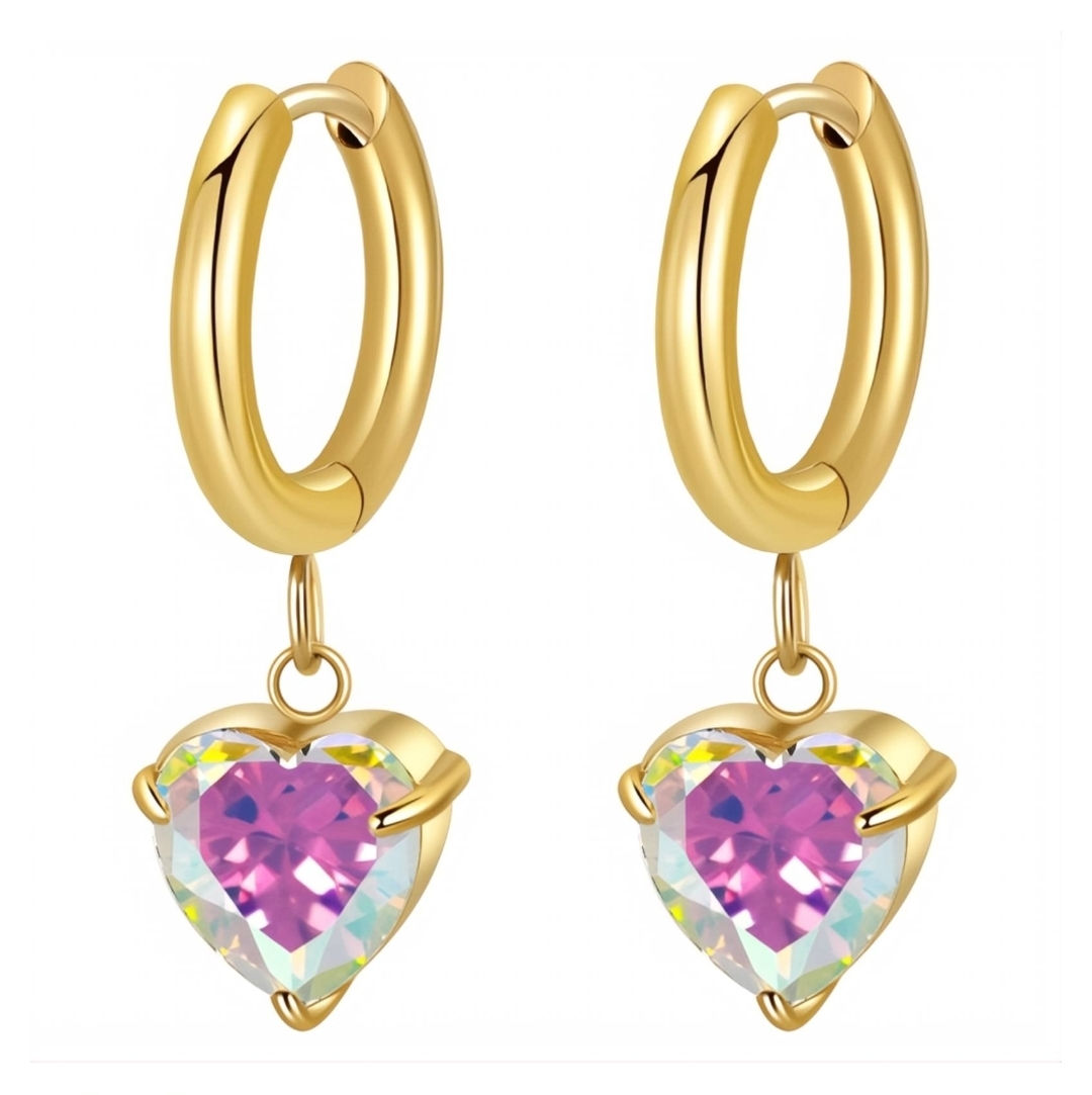 18K Gold-Filled Dangling Pink Heart