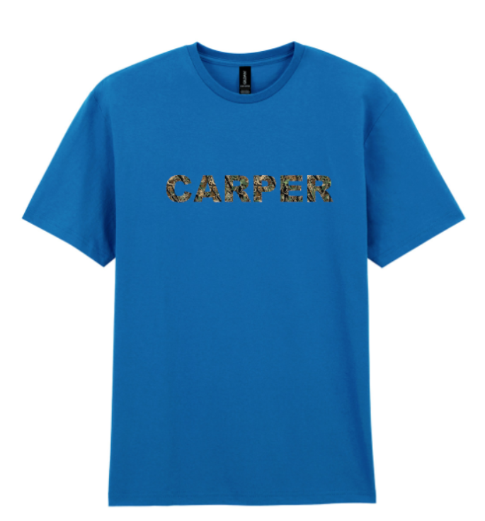 Thumbnail: Custom Made Carper Fishing T-Shirt with Camo Text