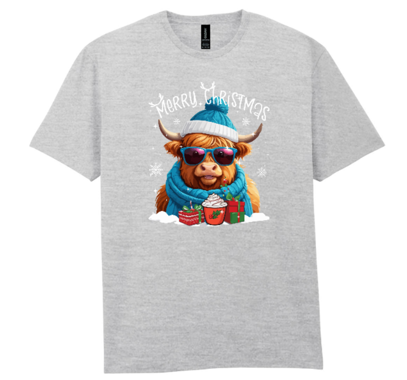 Thumbnail: Highland Cow Merry Christmas T-Shirt
