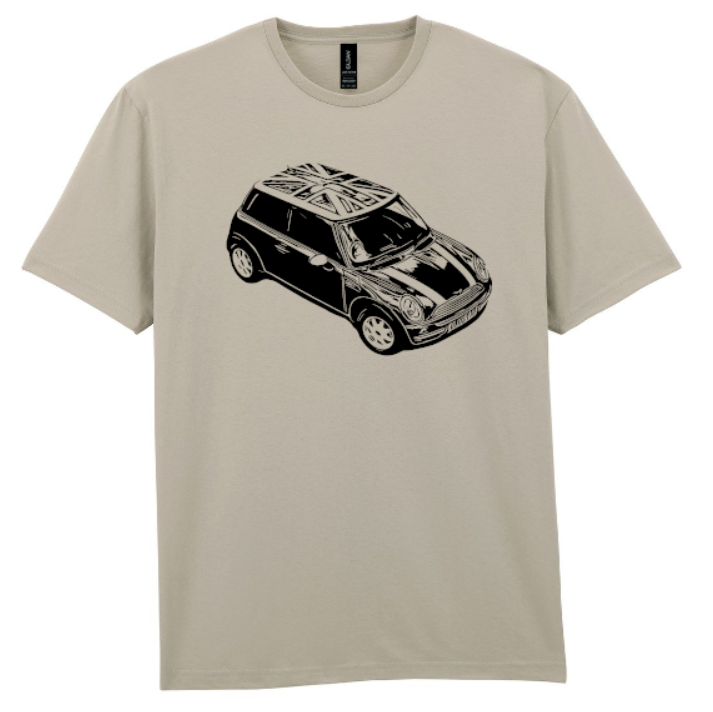 Mini with union jack roof t shirt