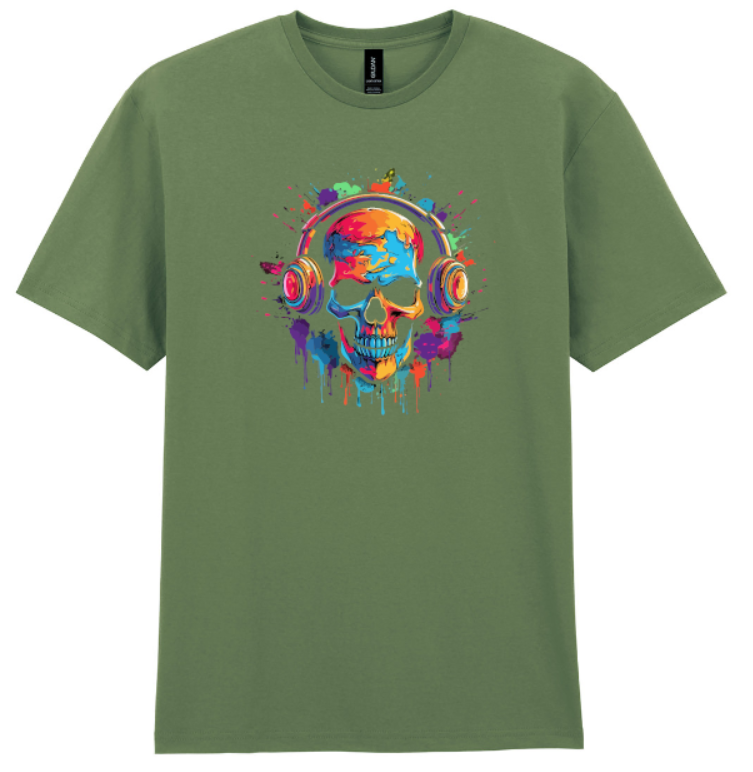 Thumbnail: Colour Splash Skull T-Shirt With Headphones