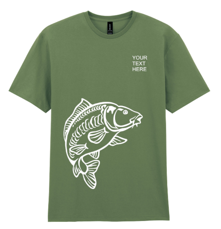 Personalised Carp Fishing T-Shirt Ad Your Own Text