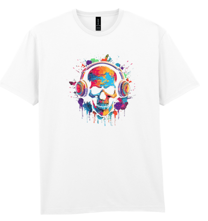 Thumbnail: Colour Splash Skull T-Shirt With Headphones
