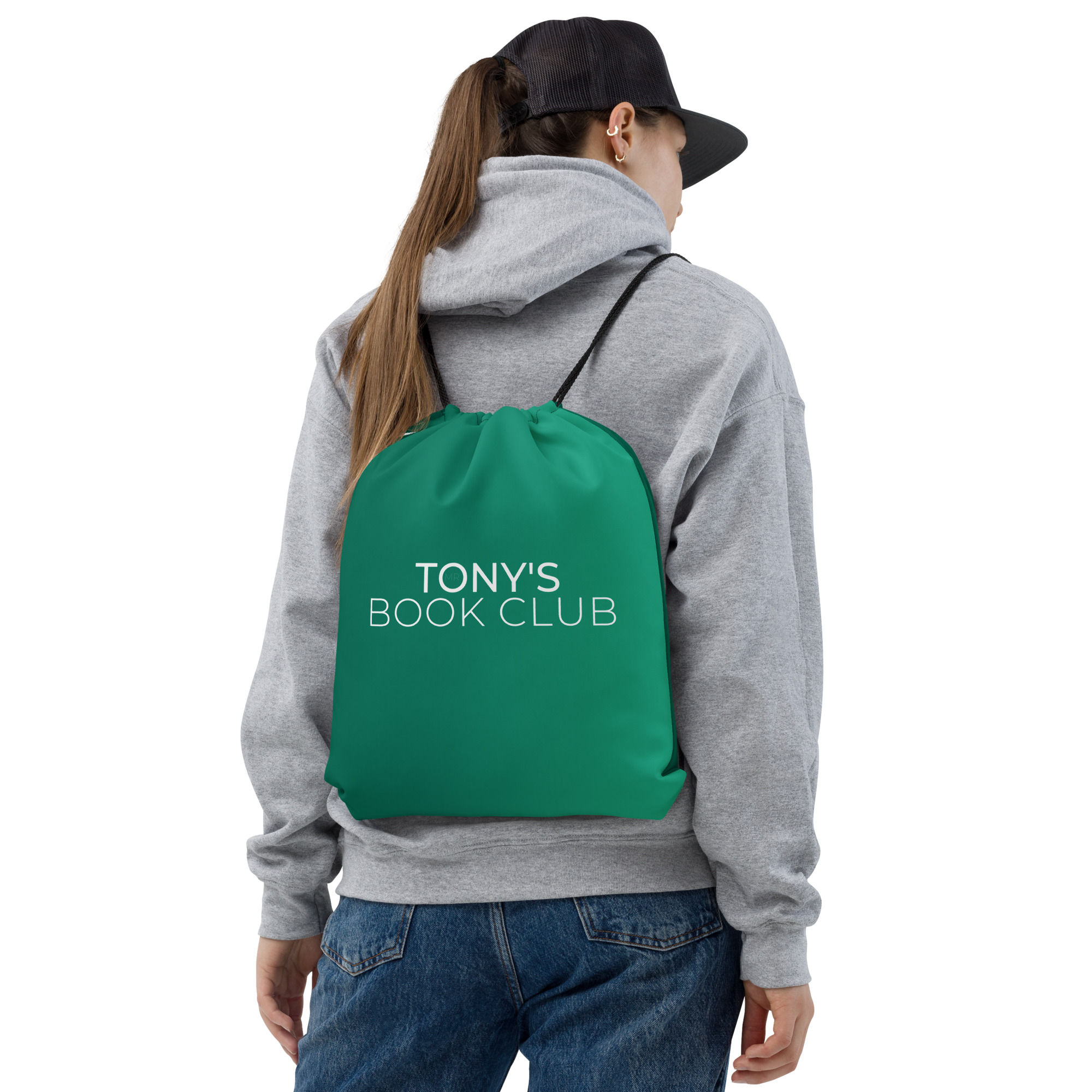 Tony's Book Club Logo Drawstring bag