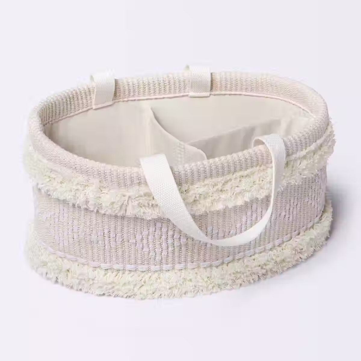 Tufted Fabric Diaper Caddy Storage Basket - Khaki and Cream - Cloud Island™