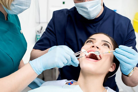 dental examination of female patient