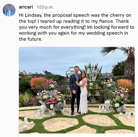 man proposes to girlfriend using a letter written by a professional vow writer