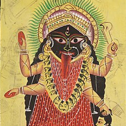 India,_Kalighat_painting,_19th_century_-_Two_Aspects_of_Kali-_Kali_Enshrined_-_1980.216.b_