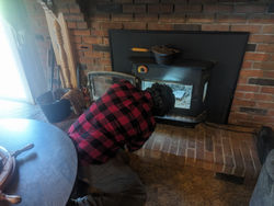 Inspecting Fireplace