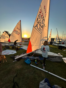 laser rigging at sunrise