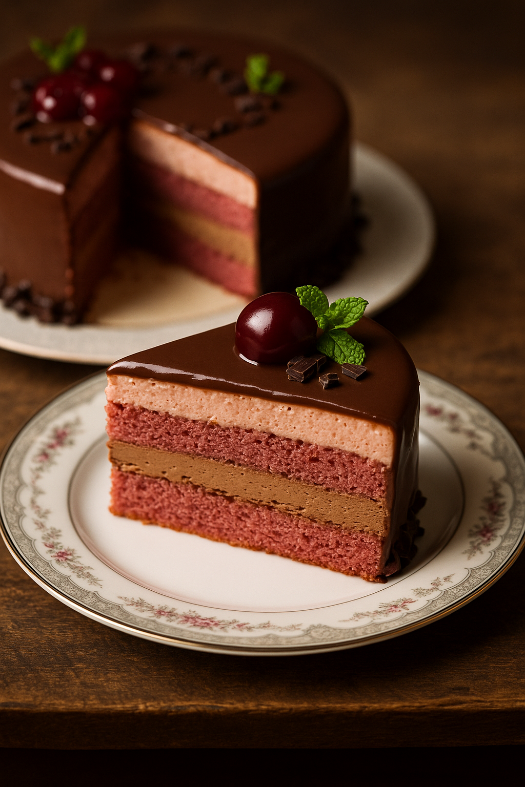 Chocolate & Cherry Mousse cake