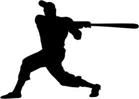 Baseballspieler schlägt kraftvoll zu