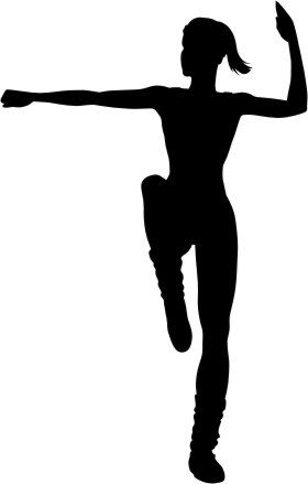 Sportliche Silhouette: dynamische Pose, Aktion Aerobic