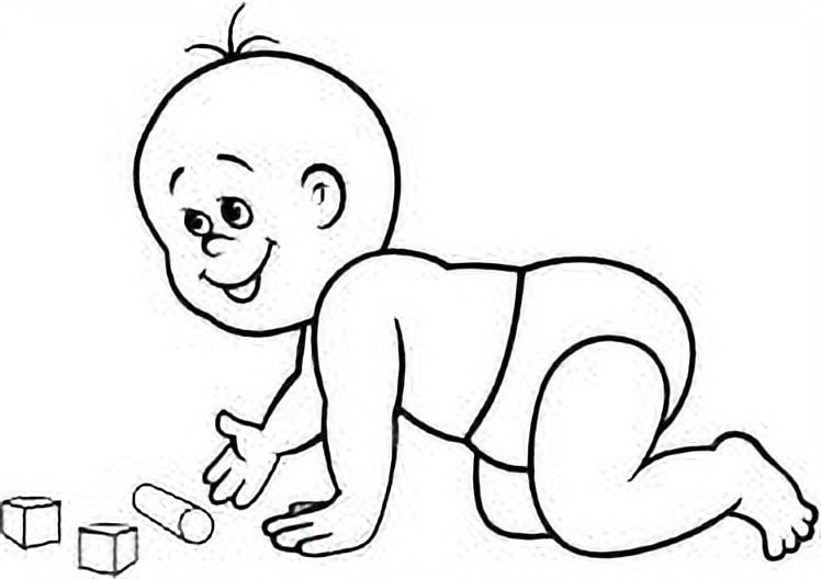 Süßes Baby krabbelt, spielt mit Bausteinen Baby on Board Autoaufkleber