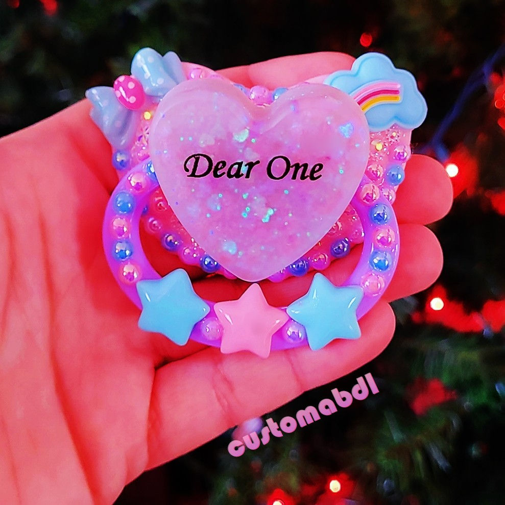 Dear One Heart - Pink, Lavender & Baby Blue - Cloud, Stars 