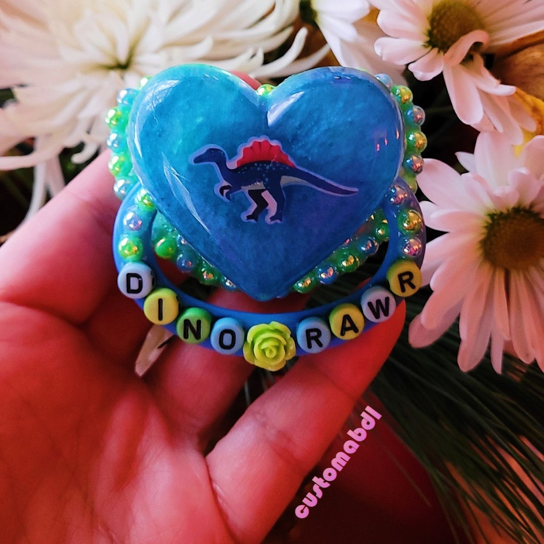 Dino Rawr Heart - Green & Baby Blue - Animal, Pet, Dragon, Boy, Cute, Cartoon