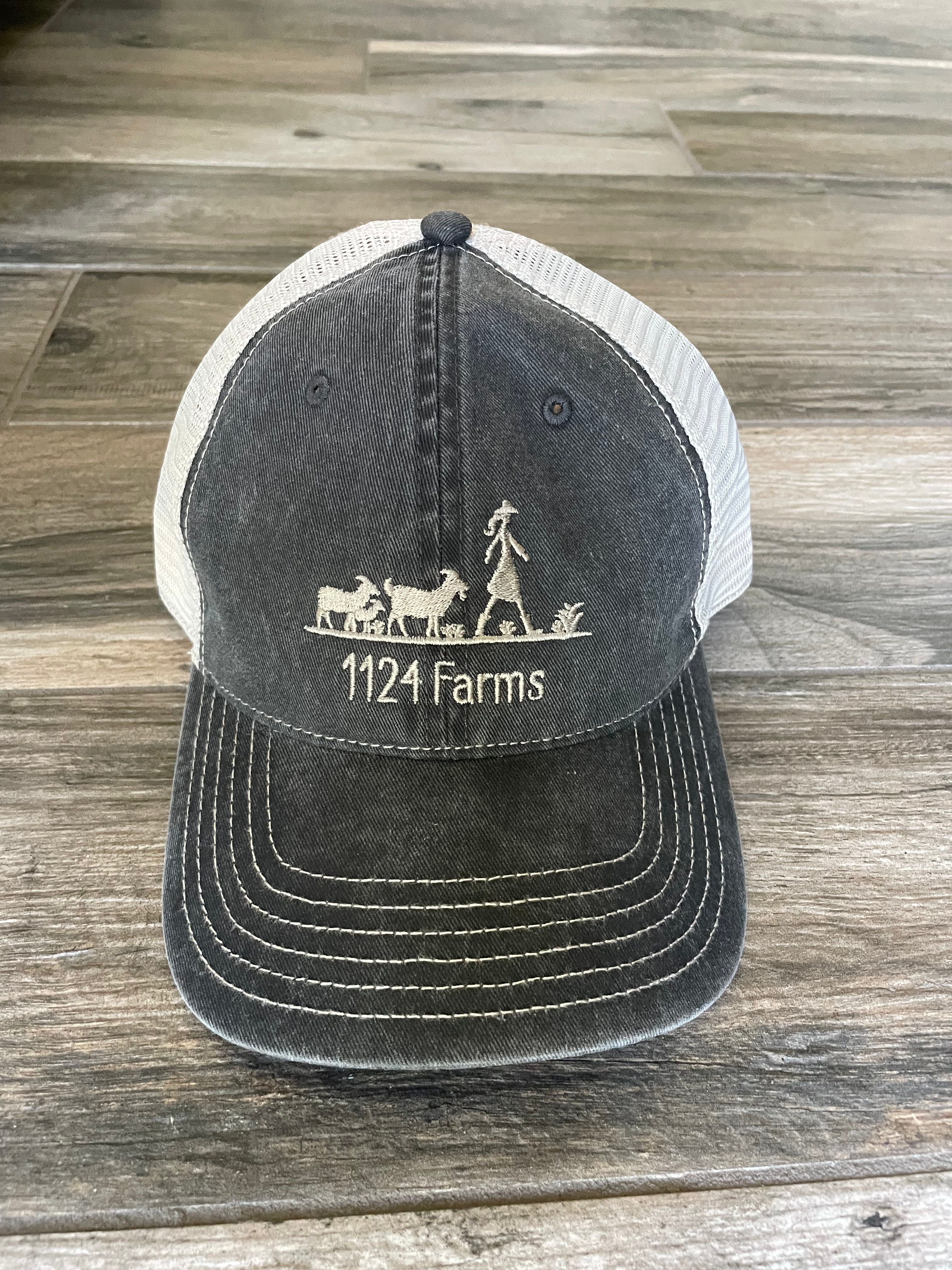 1124 Farms Trucker Hat – Black/Stone