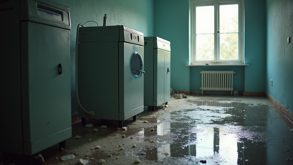 Eye-level view of drying equipment in a water-damaged room