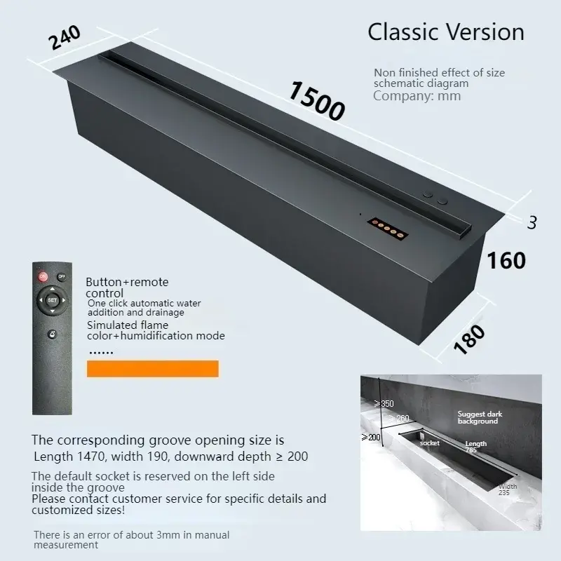Thumbnail: Humidifier Intelligent Remote Control Water Steam Fireplace