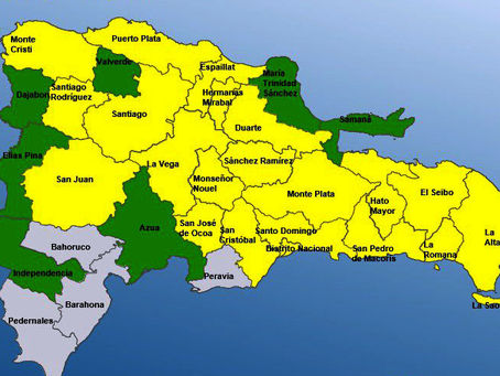El COE aumenta 20 provincias y el Distrito Nacional en alerta amarilla y mantiene 07 en verde